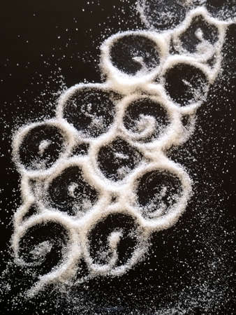 Drawings with salt on the tableの写真素材