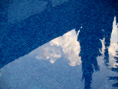 Reflection on the poolの写真素材