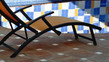 Sun lounger by the poolの写真素材
