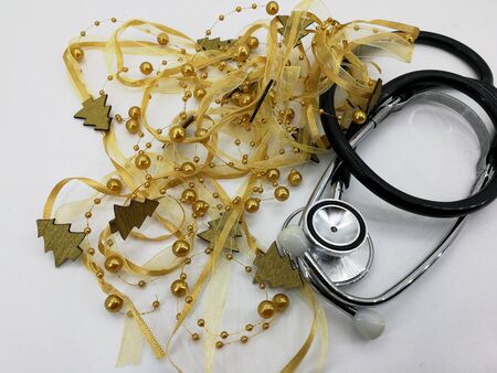 elegant medical xmas card with stethoscopeの写真素材