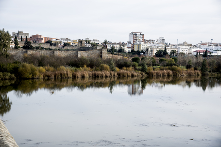 Guadiana river in Merida, Spainの写真素材