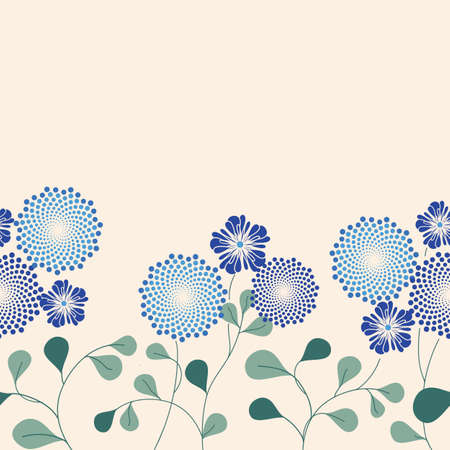 Blue and Green Floral Border Repeat Patternのイラスト素材