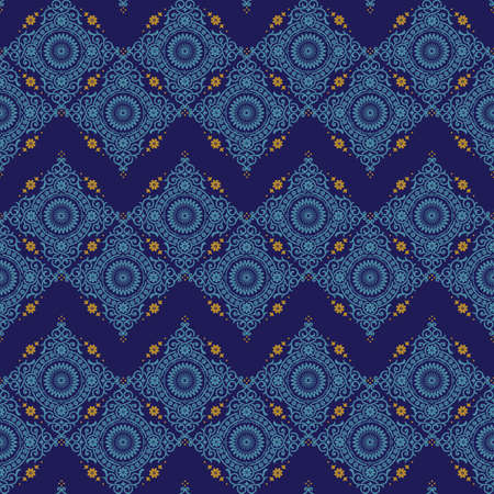Santorini medallion diamond tiles vector seamless chevron patternのイラスト素材
