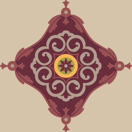 Central asian medallion vector seamless placement designのイラスト素材