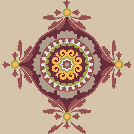 Central asian medallion vector seamless placement designのイラスト素材