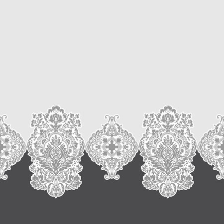 Medallion border. seamless design in tones of grayのイラスト素材