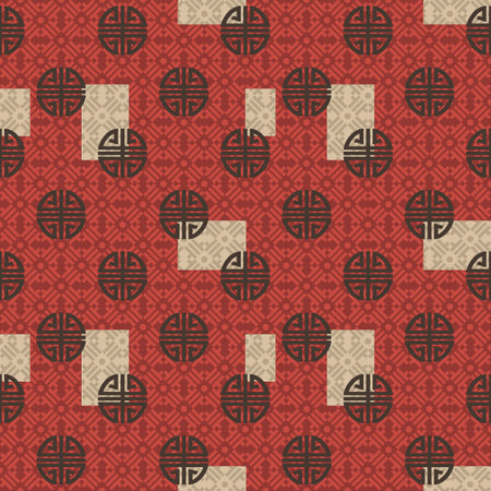 Asian seamless design with cream boxes andのイラスト素材