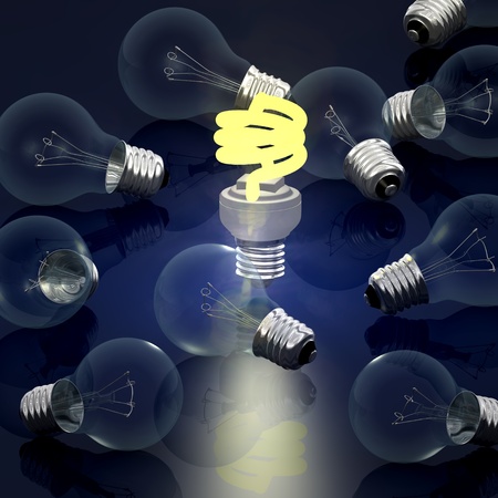Economic light bulb - computer render