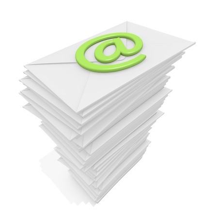 White envelopes stack and email symbolの写真素材