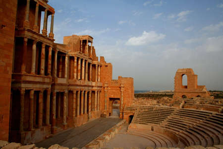 Ancient theatre of Sabratha, libya, at late afternoonの写真素材