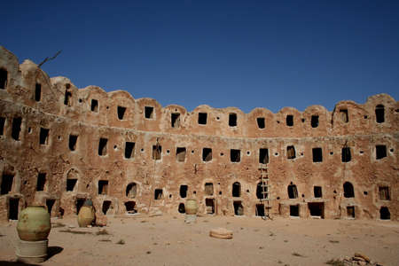 The Berber Castle for oil and grain storage, Qasr el-Hadj, Libyaの写真素材