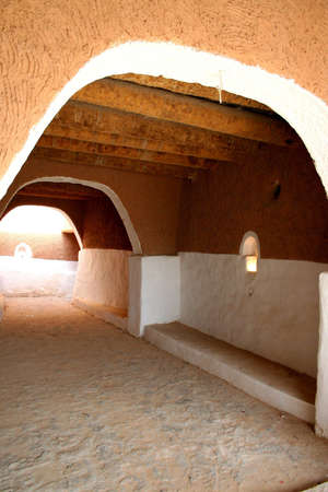 street of unesco protected ancient berber city of ghadames - libyaの写真素材