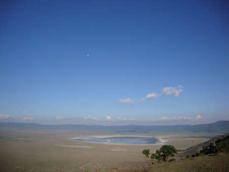 View into Ngorongoro crater, Tanzania from the rimの写真素材