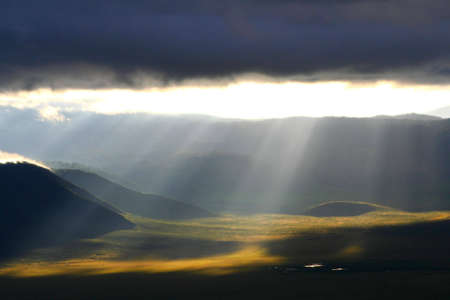 view at ngorongoro crater in tanzania, africa, at early morningの写真素材