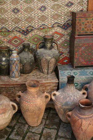 typical scenery at historic city of Fes in Moroccoの写真素材