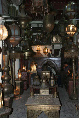 typical scenery at historic city of Fes in Moroccoの写真素材