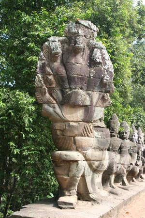 the ancient temple area of Angkor Thom, Cambodiaの写真素材