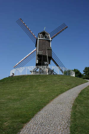 one of the beautiful wind mills of Brugge in Belgium の写真素材