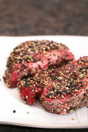 Filets prepped with dry rub before pan searedの写真素材