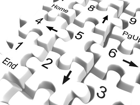 White number computer keyboard puzzle