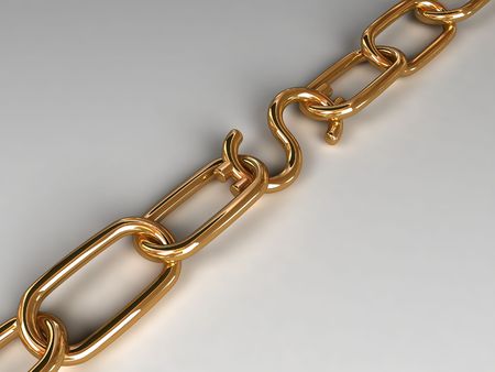 gold dollar chain on white with shadows