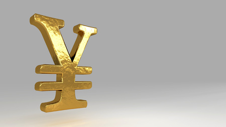 Yuan golden sign. Realistic 3d renderingの写真素材