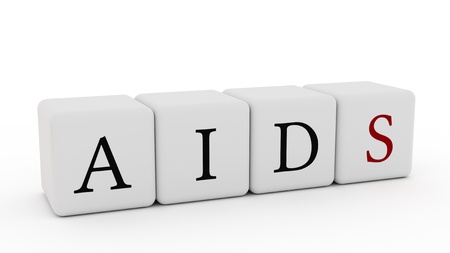 Aids aid cubes on white background. Isolated 3d illustrationの写真素材