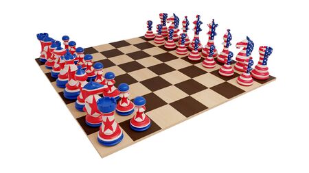 North Korea and America conflict. Chess concept. Isolated 3d illustrationの写真素材