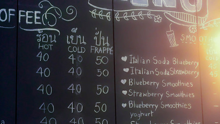 Black board with coffee menu