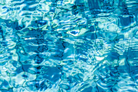 Blue water in the poolの写真素材