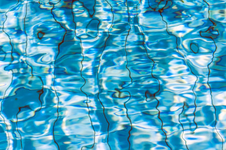 Blue water in the pool