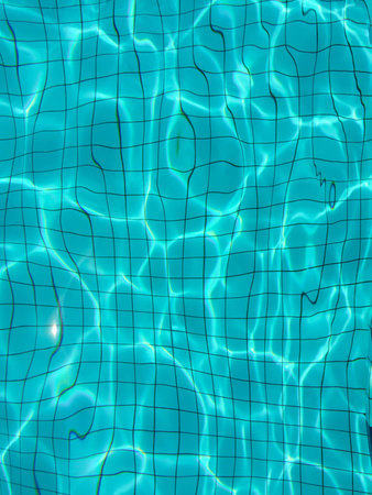Blue water in the pool adn sunrise
