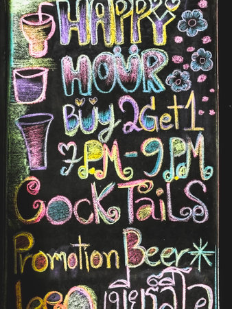 Colourful Menu on black boardの写真素材