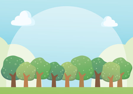 green forest in summer background, vector illustrationのイラスト素材