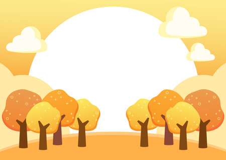 orange forest in fall theme frame, vector illustrationのイラスト素材