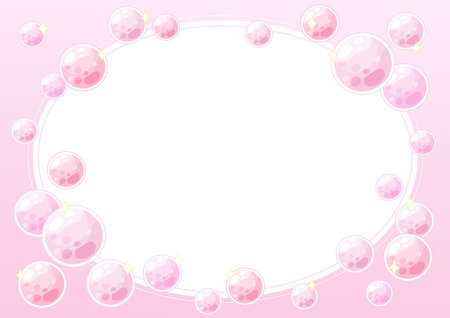 dreamy and sparkle pink bubbles theme frame, vector illustrationのイラスト素材