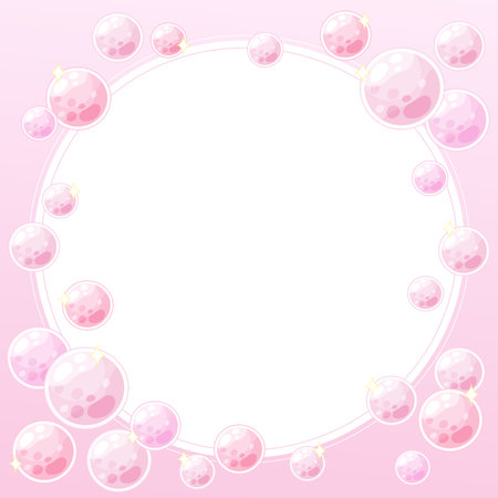 dreamy and sparkle pink bubbles theme frame, vector illustrationのイラスト素材