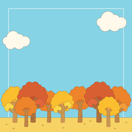 cute orange wood in autumn season background, vector illustrationのイラスト素材