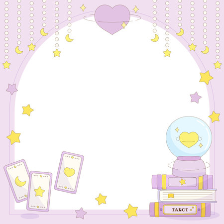 book your magic tarot reading session from your favorite fortune teller theme frame, vector illustrationのイラスト素材