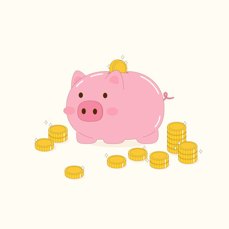 saving your money in your cute little pink piggy bank, vector illustrationのイラスト素材