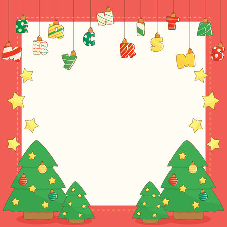 celebrating your christmas time with joy and merry theme frame, vector illustrationのイラスト素材