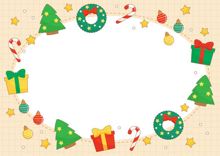 lets celebrate your christmas time with joy and merriness theme frame, vector illustrationのイラスト素材