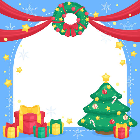 lets celebrate your christmas time with joy and merriness theme frame, vector illustrationのイラスト素材
