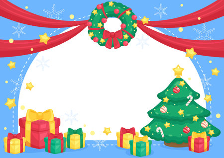 lets celebrate your christmas time with joy and merriness theme frame, vector illustrationのイラスト素材