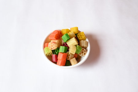 Raw fryums snack. It's deep fried, and they are either eaten as a snack or served like aÂ papadumÂ to accompany a meal. IndianÂ snack composed primarily ofÂ potato starch, sago.の写真素材