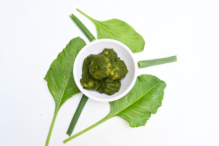 Indian Spinach and Potato Curry. Indian vegetable curry with spinach and potato. A dry dish made...