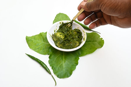Indian Spinach and Potato Curry. Indian vegetable curry with spinach and potato. A dry dish made...