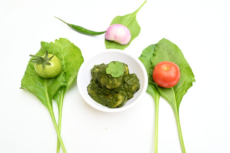Indian Spinach and Potato Curry. Indian vegetable curry with spinach and potato. A dry dish made...