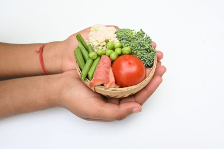 Vibrant medley of fresh vegetables. Features broccoli, cauliflower, tomatoes, Carrot, green beans,...