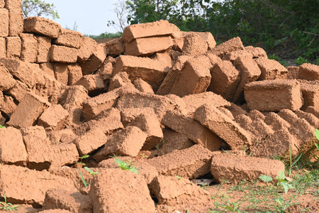 Raw clay bricks have soaked in water.
Sun dried mud bricks, ruined by getting soaked in rain water....